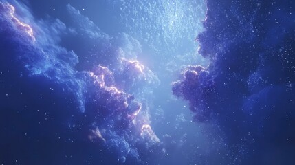 Ethereal Swirling Clouds in Night Sky with Starry Dust and Soft Glow