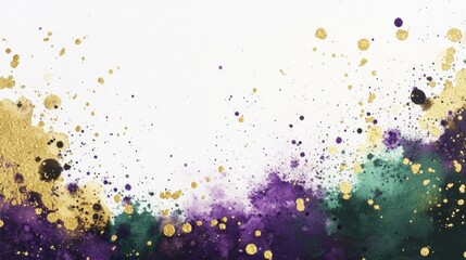 Watercolor Abstract Background Gold Purple Green Paint Splatters Texture