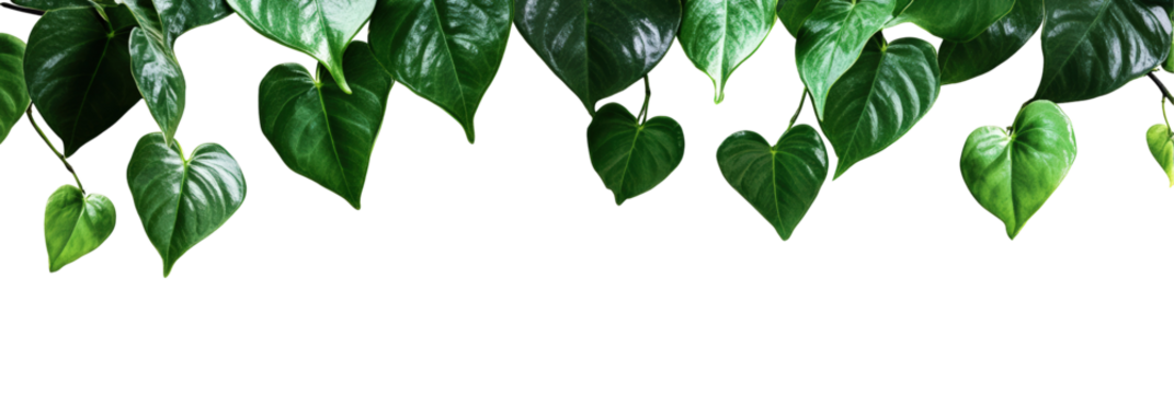 Lush green leaves hanging isolated on transparent background