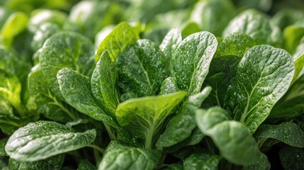 Fresh Greens' Feast: A captivating close-up of verdant green leaves bursts with freshness, showcasing the vibrant essence of healthy, raw food.