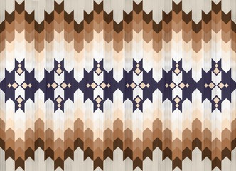 Aztec pattern.Chevron pattern.Zigzag shape on beige background.Arrow pattern .Indigo .Square.Triangle repeat.DIgital design.Illustration.Brown.Seamless.Design for Blanket.Carpet.Printing.Knitting	