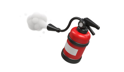 Put out the fire. The red fire extinguisher is in working condition. The concept of fire safety. Indoor safety device, symbol of emergency extinguishing of a local fire. 3d cartoon-style icon