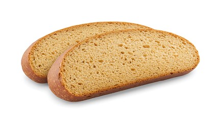 Slices of rye bread lie on a white surface. Food photography