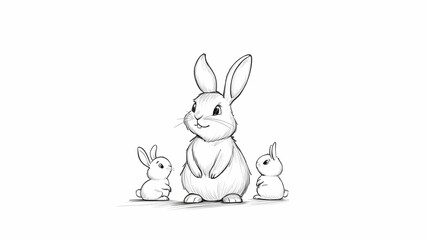 Obraz premium rabbit drawing simple illustration