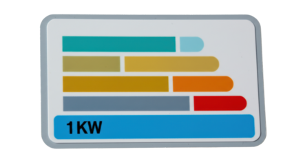 Isolated Energy Efficiency Rating Label with Blue 1KW