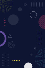 Obraz premium Trendy Dark Geometric Abstract Background with Colorful Shapes