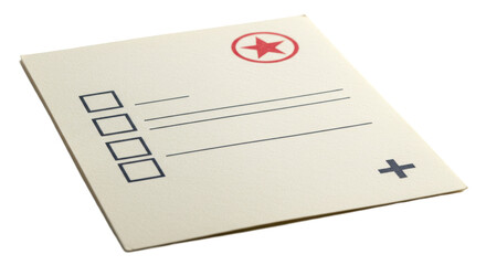 Isolated Vote Card with Star and Checkboxes