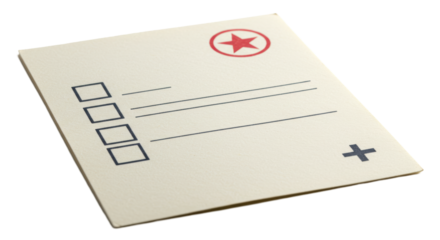 Isolated Vote Card with Star and Checkboxes