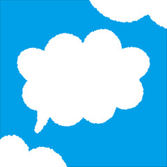 ちぎり絵のようにジワジワ滲んだラフなアウトラインの白い雲のようなフキダシ・フレームシリーズ。セリフや名札（ネーム）やワッペンに。ベクター素材