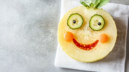 Funny Vegetable Face, Healthy Snack,  Table Setting
