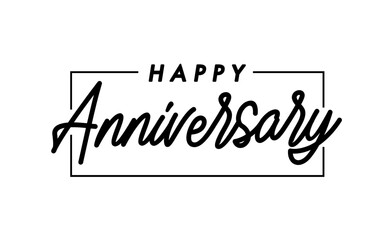 Happy Anniversary. Handwritten modern brush lettering with elegant frame. Vector illustration