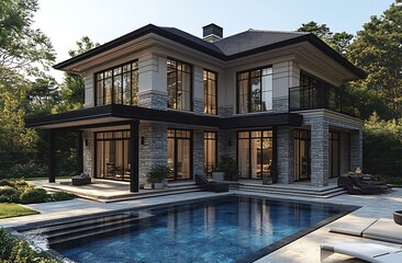 Fototapeta premium Luxury Modern House Design with Pool