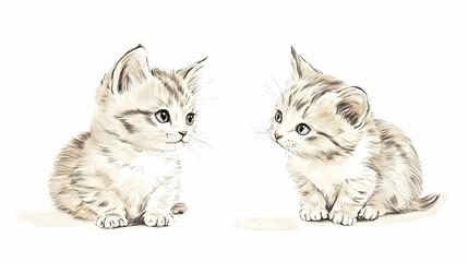 Fototapeta premium drawing kitties illustration