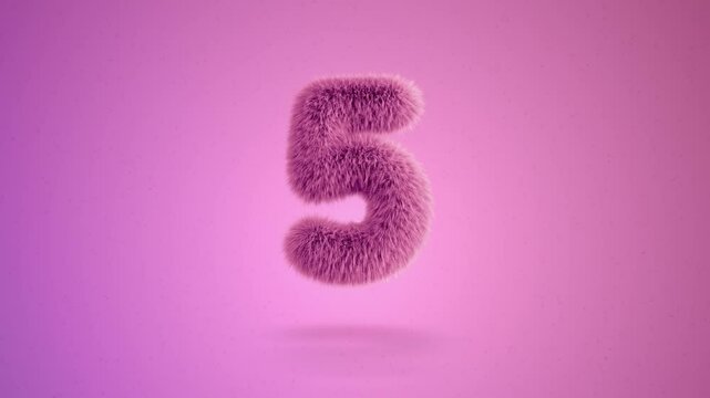 Countdown 3d pink fluffy numbers from 10 to 0 with animated text run on a simple gradient background with particles