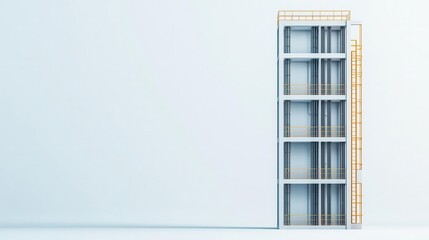 Crosssectional technical diagram of a skyscraper s reinforced elevator shafts, highlighting stress distribution