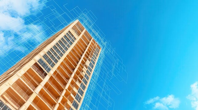 Explodedview blueprint of a skyscraper s base structure, showcasing columntofoundation connections