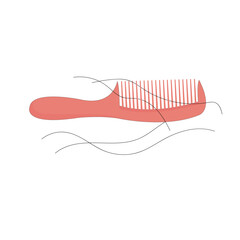 vector comb and some strands of hair that fall out stuck in the comb