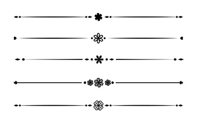 Text Divider Vectors. Separator vintage. decorative line.	Vintage dividers, Underline elements. Vector illustration
