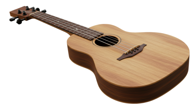 Isolated Wooden Ukulele String Instrument