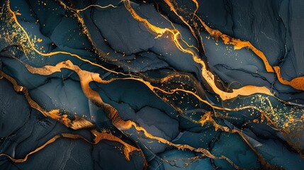 Luxurious Marble Texture with Golden Veins: The Ultimate Presentation of Luxury! The picture focuses on the delicate texture of marble. Against a warm base color, golden veins wind through, like flowi