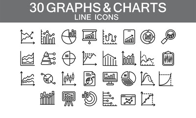 Minimal Line Graphs and Charts Icons for UI/UX