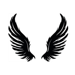 Obraz premium Black eagle silhouette vector illustration with wings in flight, a symbol of nature.