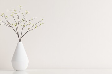 capture minimalistic 3d home decor setup on clean uncluttered surface with ample copy space