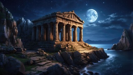 An Ancient and Mystical Scene by the Beach