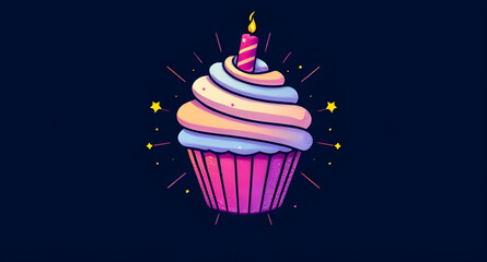 Cupcake with flame, Cupcake dessert, Birthday treat, Cupcake drawing, Cupcake flat design, Cute cupcake, Cupcake celebration, Cupcake bakery, Cupcake cartoon, Cupcake decoration, Cupcake pastry, Cupca