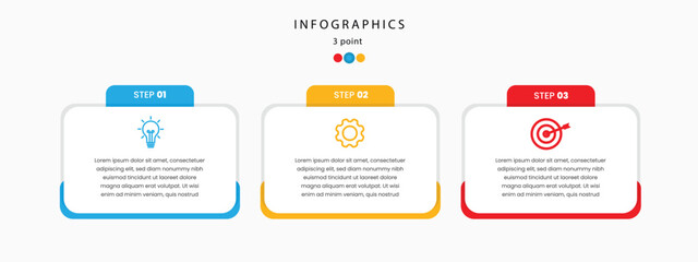Infographic design business template with 3 steps, options Can be used for workflow diagram, info chart, web design and presentation. 