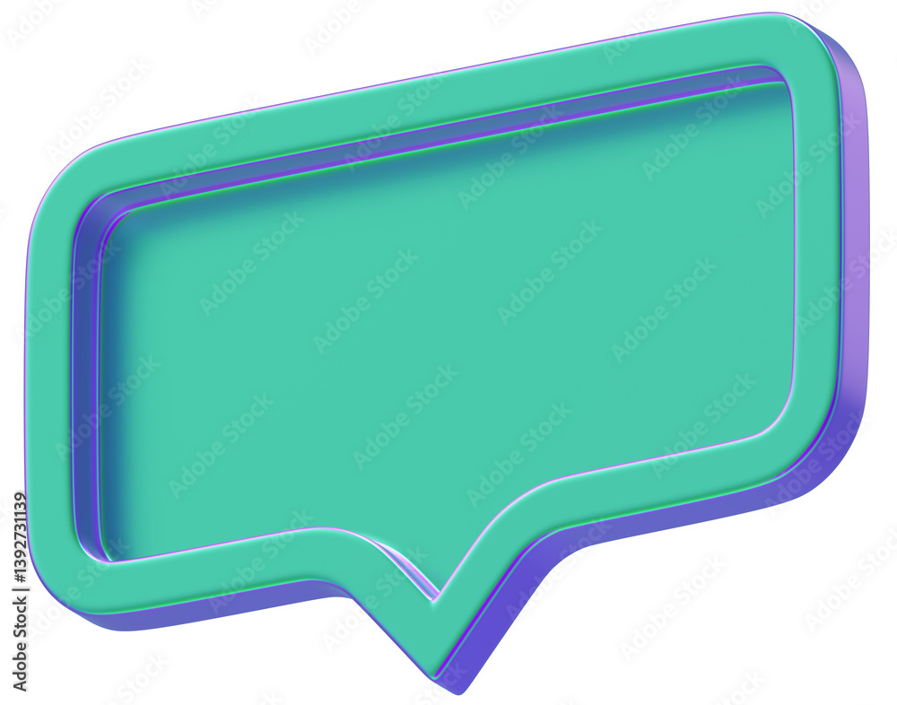 Poster 3d shape rectangle chat social media notification colorful empty rectangle icon isolated transparent background 3D rendering
