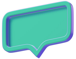 3d shape rectangle chat social media notification colorful empty rectangle icon isolated transparent background 3D rendering