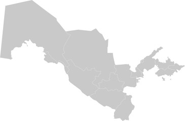 Obraz premium Uzbekistan administrative vector map with level 1 region boundaries – PPT-compatible & fully editable by region