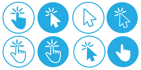 click icon set. hand click icon, cursor icon, Pointer cursor sign and symbol. fill and flat style design on white background eps 10.