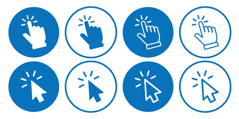 click icon set. hand click icon, cursor icon, Pointer cursor sign and symbol. fill and flat style design on white background eps 10.
