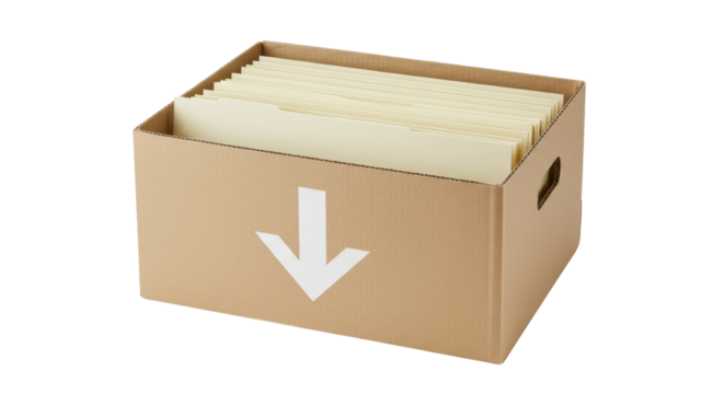 Isolated Cardboard Box Full of Hanging File Folders