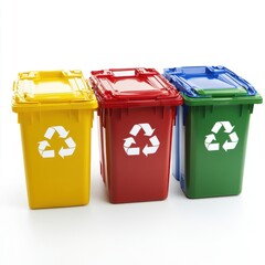 Recycling symbol on recycling bin. Environment conservation concept.
