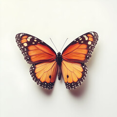 Fototapeta premium Pomarańczowy motyl na białym tle, piękno natury, dzika przyroda