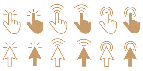 Hand click icon. Mouse Click Icon set. hand cursor icon. click icon set. 