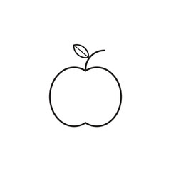 Red apple fruit on white with a green leaf, a healthy and delicious icon