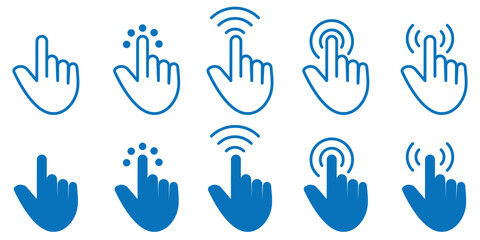 Fototapeta premium click icon set. hand click icon, cursor icon, Pointer cursor sign and symbol. fill and flat style design on white background eps 10.