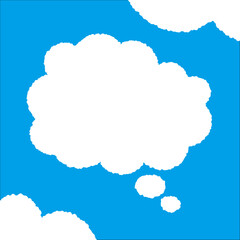 ちぎり絵のようにジワジワ滲んだラフなアウトラインの白い雲のようなフキダシ・フレームシリーズ。セリフや名札（ネーム）やワッペンに。ベクター素材