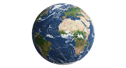 Isolated Globe Showing Continents and Oceans of Earth