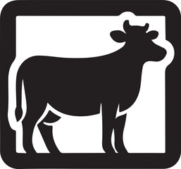 Cow Rectangle Shaped Logo Vector
