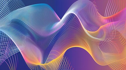 Explore Modern Corporate Aesthetics: A Feast of Gradient Geometric Line Art! The image showcases dynamic and vibrant gradient geometric lines. The smooth lines interweave in the light and shadow gradi