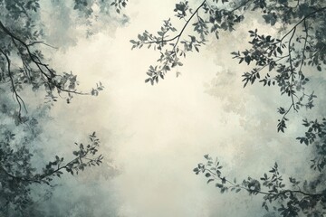 Branches of trees painted over an atmospheric sky background