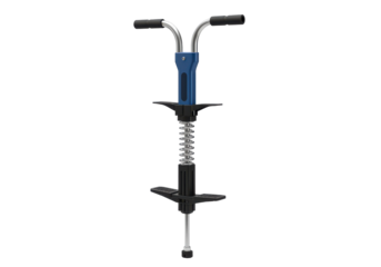 A vibrant blue pogo stick with a sleek design, ready for outdoor fun and exercise