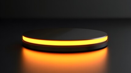 Modern, circular podium with glowing orange ring