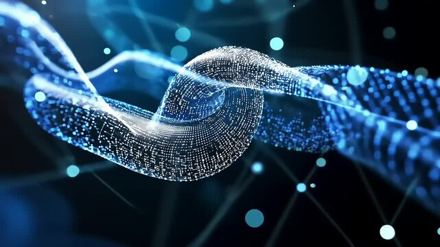 Digital Chain Connection in Futuristic Blue Technology Background