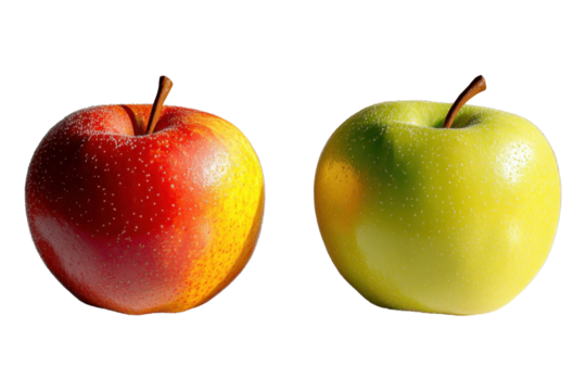 Red and Green Apples, High-Resolution Fruit Comparison in Natural Light isolated on transparent background